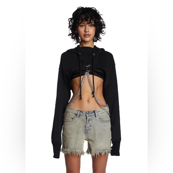 Current Mood Dolls Kill Cropped Chain Hoodie. SZ XL. NWT. - Picture 7 of 8